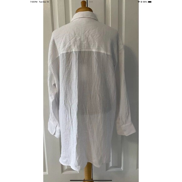 Haven Well Within Womens Lg White Long Sleeve Buttondown Shirt/Beach Coverup NEW - Picture 2 of 8